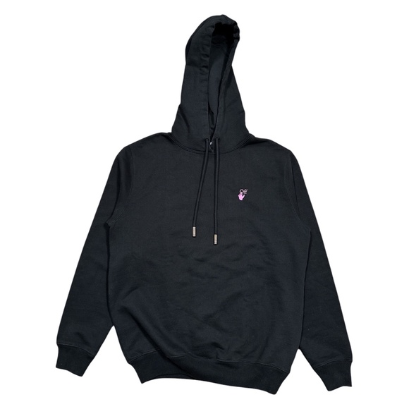 Off White Virgil Abloh SS 2020 Floral Black Heavyweight Terry Hoodie Mens XXS - Picture 2 of 14